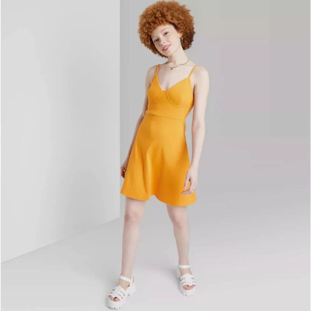Wild Fable Orange Knit Skater Mini Dress XS